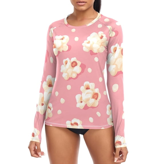 Cartoon Popcorns Women's Rash Guard Shirts UPF 50+ Sun Protection ...