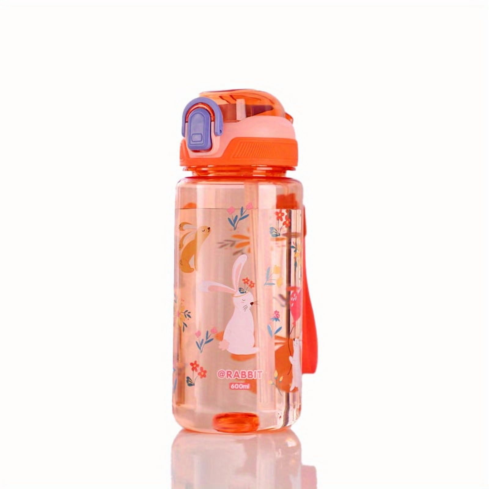 Cartoon Portable Straw Cup - 1pc, 20.29oz, BPA-Free PC Plastic, Leakproof, Includes Straw & Hand Strap for Outdoor