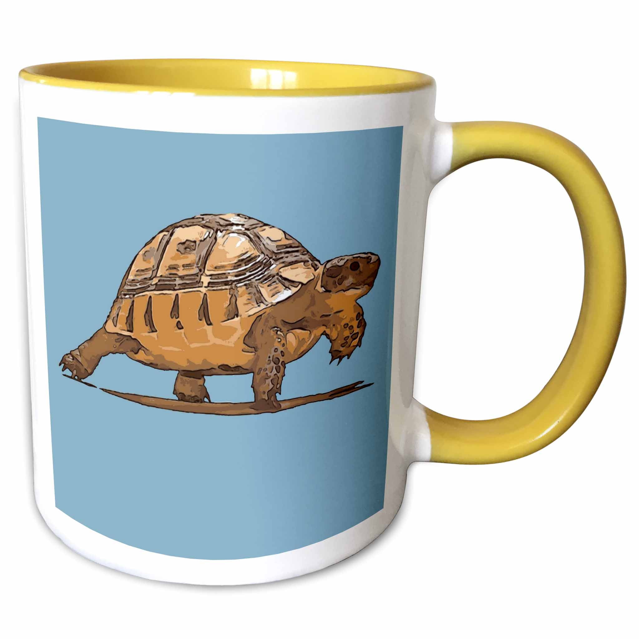 3drose, Cartoon Portrait of Wild Baby Tortoise Plodding on Blue ...