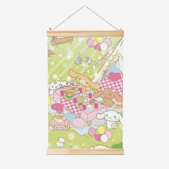 Cartoon Poster Art Hanging Scroll, Adorable Anime Character Merchandise Painting Scroll Wall Art Home Decor 40x60cmCamping Sanrio