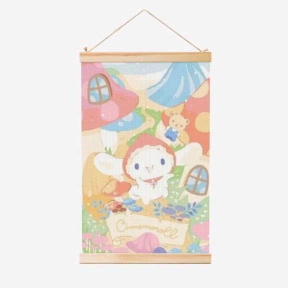 Cartoon Poster Art Hanging Scroll, Adorable Anime Character Merchandise Painting Scroll Wall Art Home Decor 40x60cmMushroom House Big Ear Dog