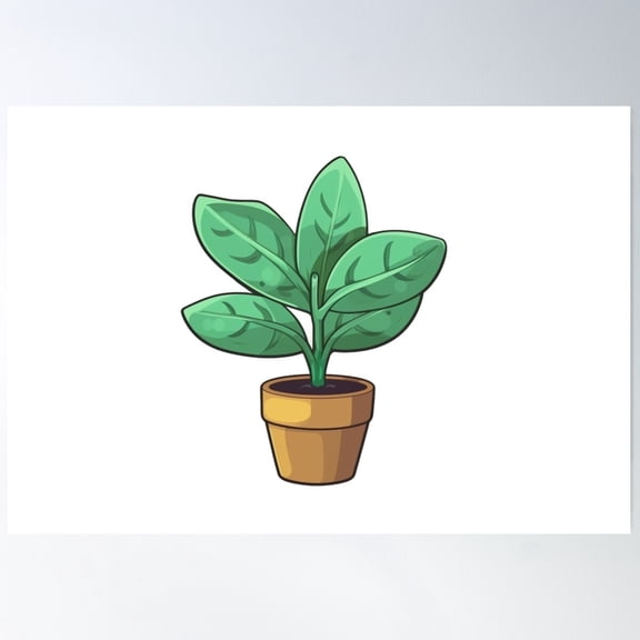 Cartoon Potted Plant Poster Wall Art, Modern Wall Decor For Living Room Bedroom, 8x12 UNFRAMED