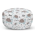 thumbnail image 1 of Cartoon Pouf Cover with Zipper, Let's Play Message from Turtle and Snails Hearts Animal Love, Soft Decorative Fabric Unstuffed Case, 30" W X 17.3" L, Pale Blue Dust White, by Ambesonne, 1 of 3