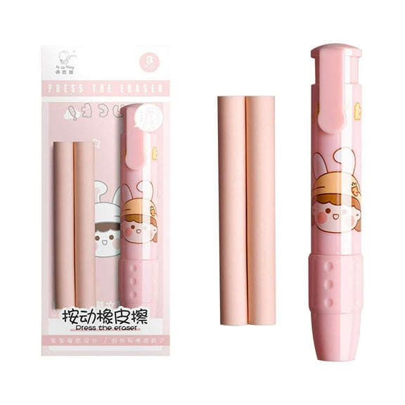 LanSuare Cartoon Press Eraser Pen, Kindergarten Learning Supplies, Cute Stationery for Preschoolers, Safe Pencil Erasers, Educational Gift
