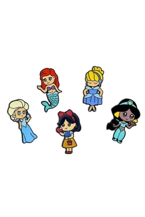 Cartoon Princess Characters 1.25 Inch Tall Enamel Pin Set of 5 Pins