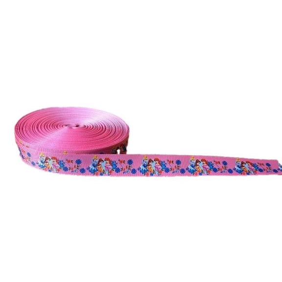 Cartoon Princesses Themed Pink Border 1" Wide 3 Yards Repeat Ribbon