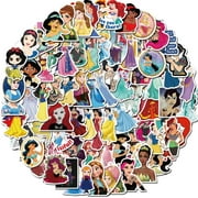 Cartoon Princesses Themed Set of 50 Assorted Stickers Decal Set