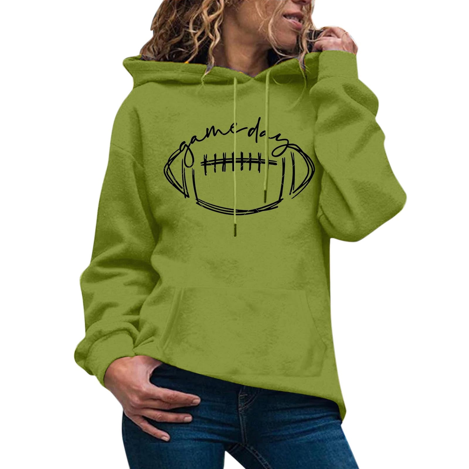 Cartoon Print Hoodie New Casual Stylish Hoodies Solid Color Block Pullover Sweatshirt With Pocket And Drawstring Women s Long Sleeve Hooded Sweatshirt