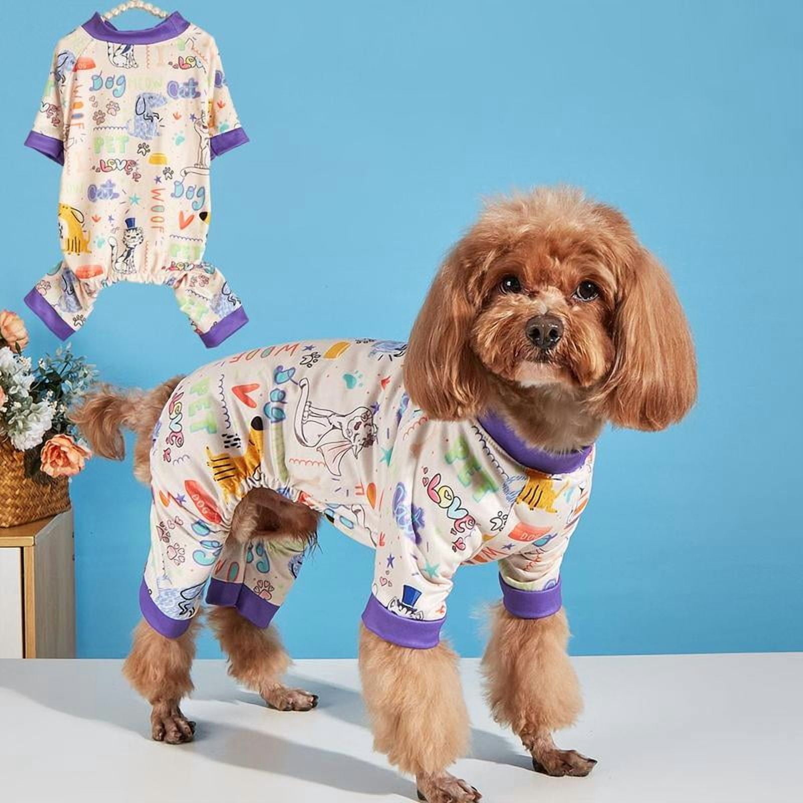 Cartoon Print Pet Puppy Pajama, 1 Count Cute Comfortable Pet Sleepwear ...