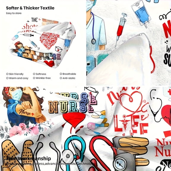 [Cartoon Print Throw] Cozy BlanketCozy Flannel Blanket Contemporary Cartoon Print All Seasons Multipurpose Throw For Nurses, School Principals, And Retirement Gifts 280gsm