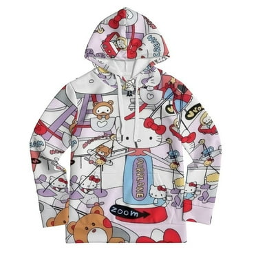 Cartoon Print Unisex Cartoon Pullover Sweatshirt with Pockets for Boys and Girls Christmas Gifts