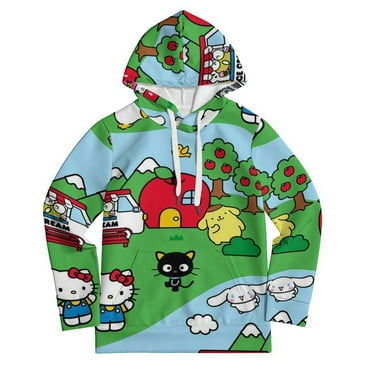 Cartoon Print Unisex Cartoon Pullover Sweatshirt with Pockets for Boys and Girls Christmas Gifts