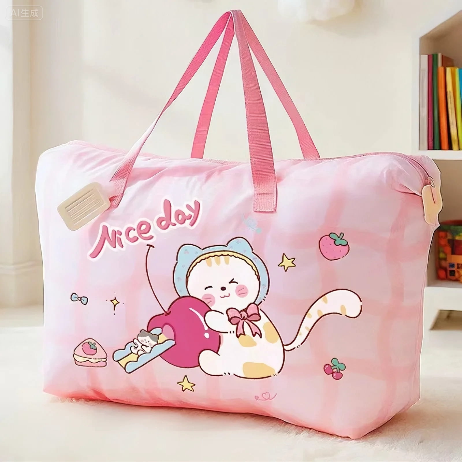Cartoon Printed Travel Duffel Bag, Large Capacity Clothing Storage Tote ...