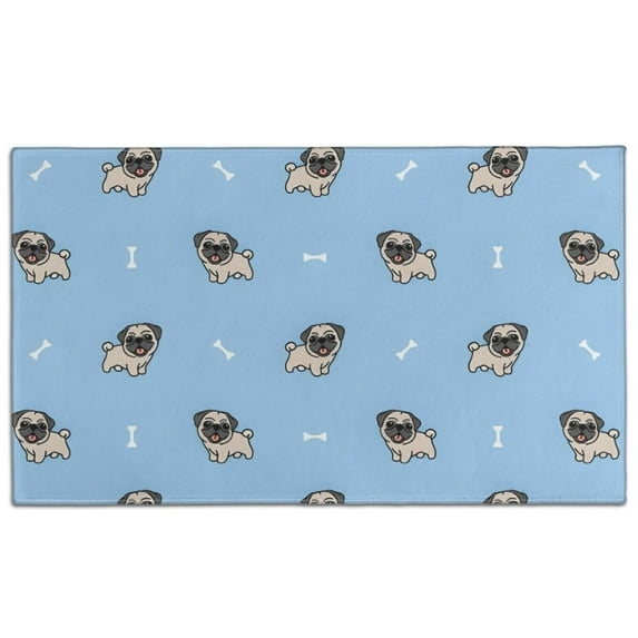 Cartoon Pug Dog Door Rugs,Washable Non Slip Door Mats Indoor,Decorative Door Mats,Entry Mat Indoor for Entrance,Bedroom,Kitchen,Bathroom,17"x30"