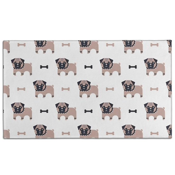 Cartoon Pug Dog Door Rugs,Washable Non Slip Door Mats Indoor,Decorative Door Mats,Entry Mat Indoor for Entrance,Bedroom,Kitchen,Bathroom,17"x30"