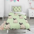 thumbnail image 1 of Cartoon Pug Dog Duvet Cover and Pillowcase Set for Single Bedding, Bedroom Accessories for Kids Teens, 1 of 5