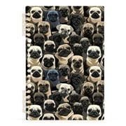 Cartoon Pug Dog Printing Lined Spiral Journal Notebook 60 Pages A5 College Ruled Journals for Writing