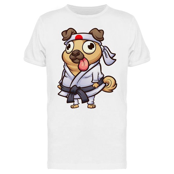 Cartoon Pug With Karate Outfit  T-Shirt Men -Image by Shutterstock, Male Medium