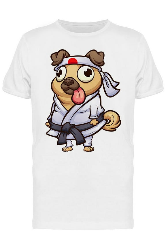Cartoon Pug With Karate Outfit T-Shirt Men -Image by Shutterstock, Male Small