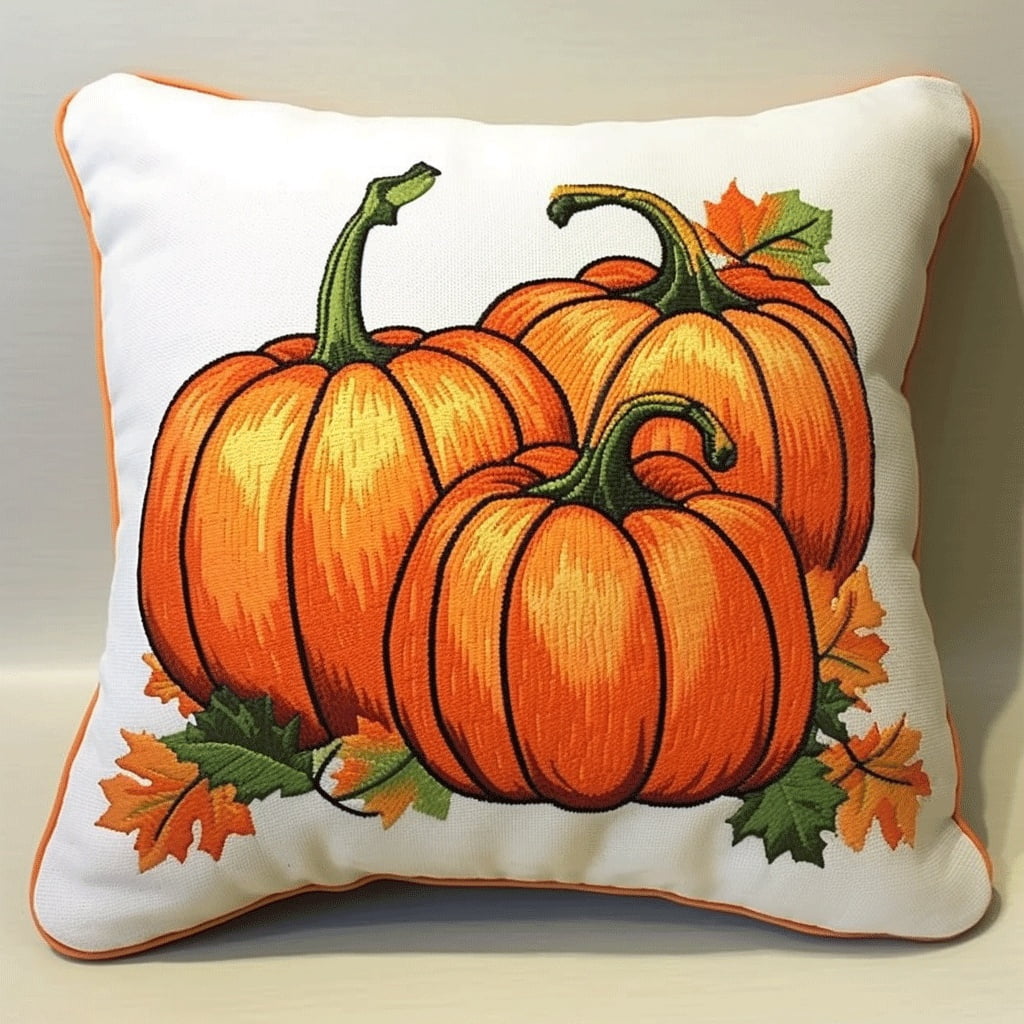 Cartoon Pumpkin 11CT Stamped Cross Stitch Pillow Kits Embroidery Pillow Cases 18x18inch