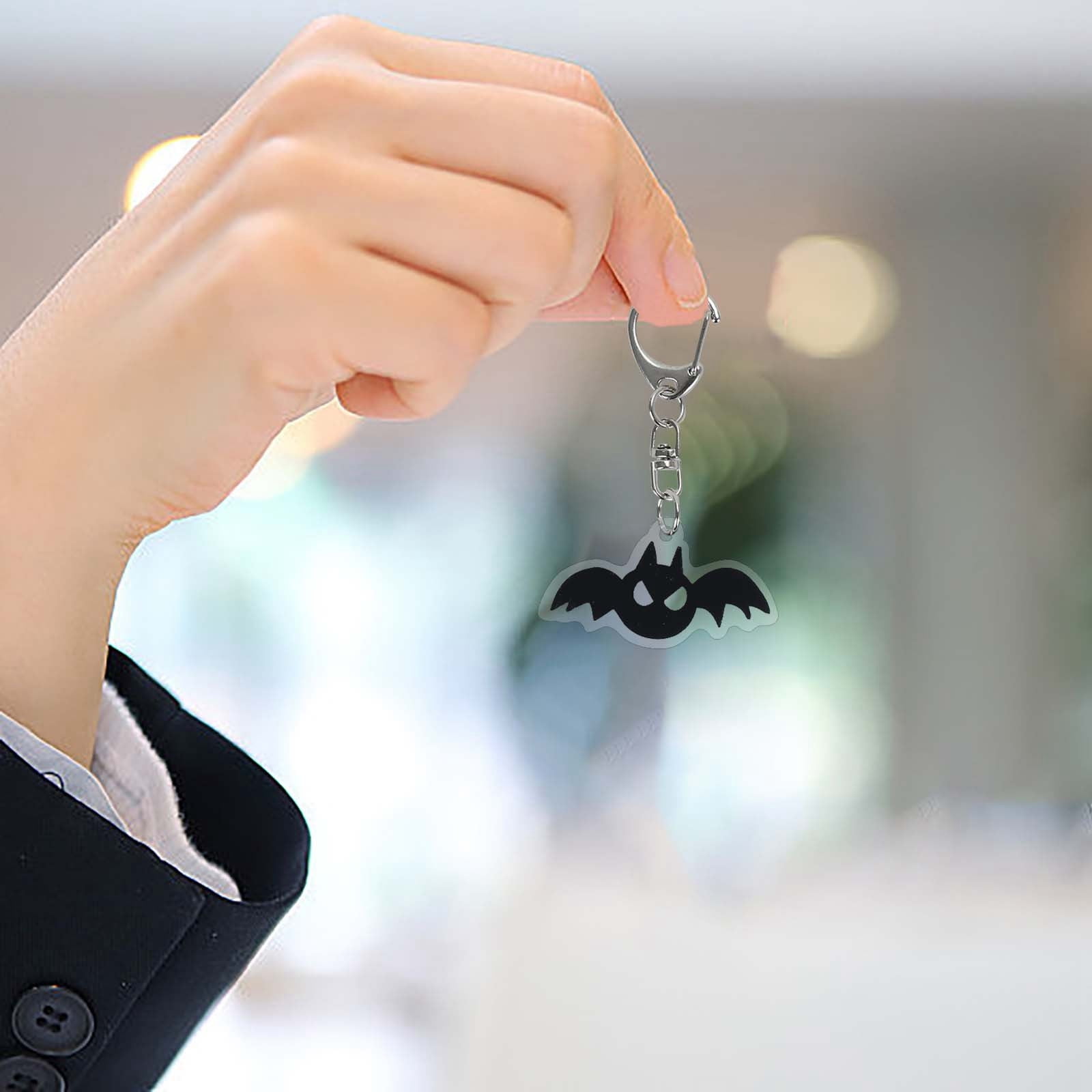 Cartoon Pumpkin Acrylic Keychain Bat Wing Keyring Decoration Handmade