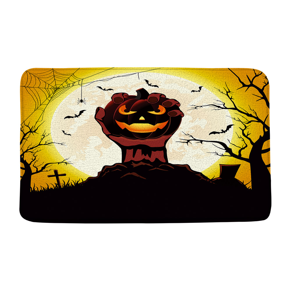 Cartoon Pumpkin Witch Bat Bathroom Rug Sets Halloween Decor Doormat Non Slip Bath Mat UShaped