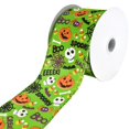 thumbnail image 1 of Cartoon Pumpkin and Skull Wired Ribbon, 2-1/2-Inch, 10-Yard - Lime Green, 1 of 3