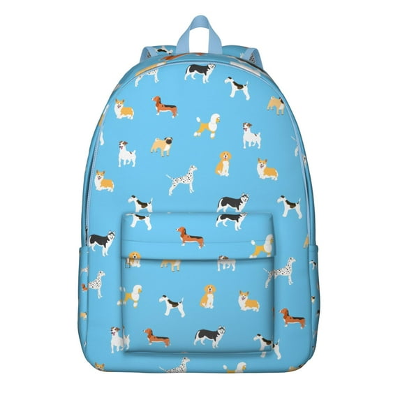 Cartoon Puppy Pattern Laptop Backpack, Durable and Lightweight with Dog and Nature Artwork and Paw Print
