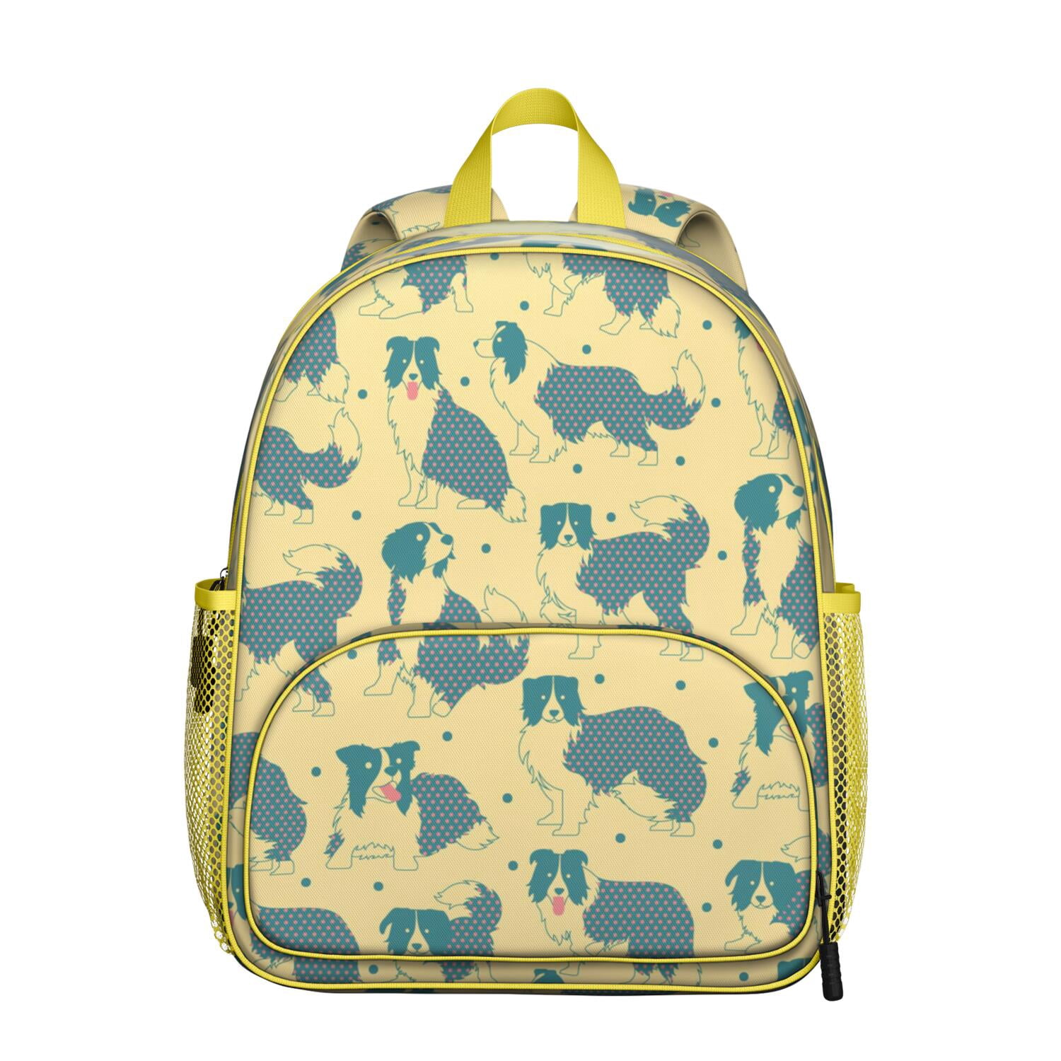 Cartoon Puppy Pattern Student Backpack – Cute Dog Paw Print with Bone ...