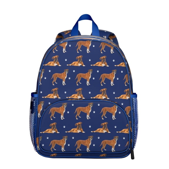 Cartoon Puppy Pattern Student Backpack – Playful Dog Paw Print with Bone and Tail Design, Artistic Watercolor Style for School