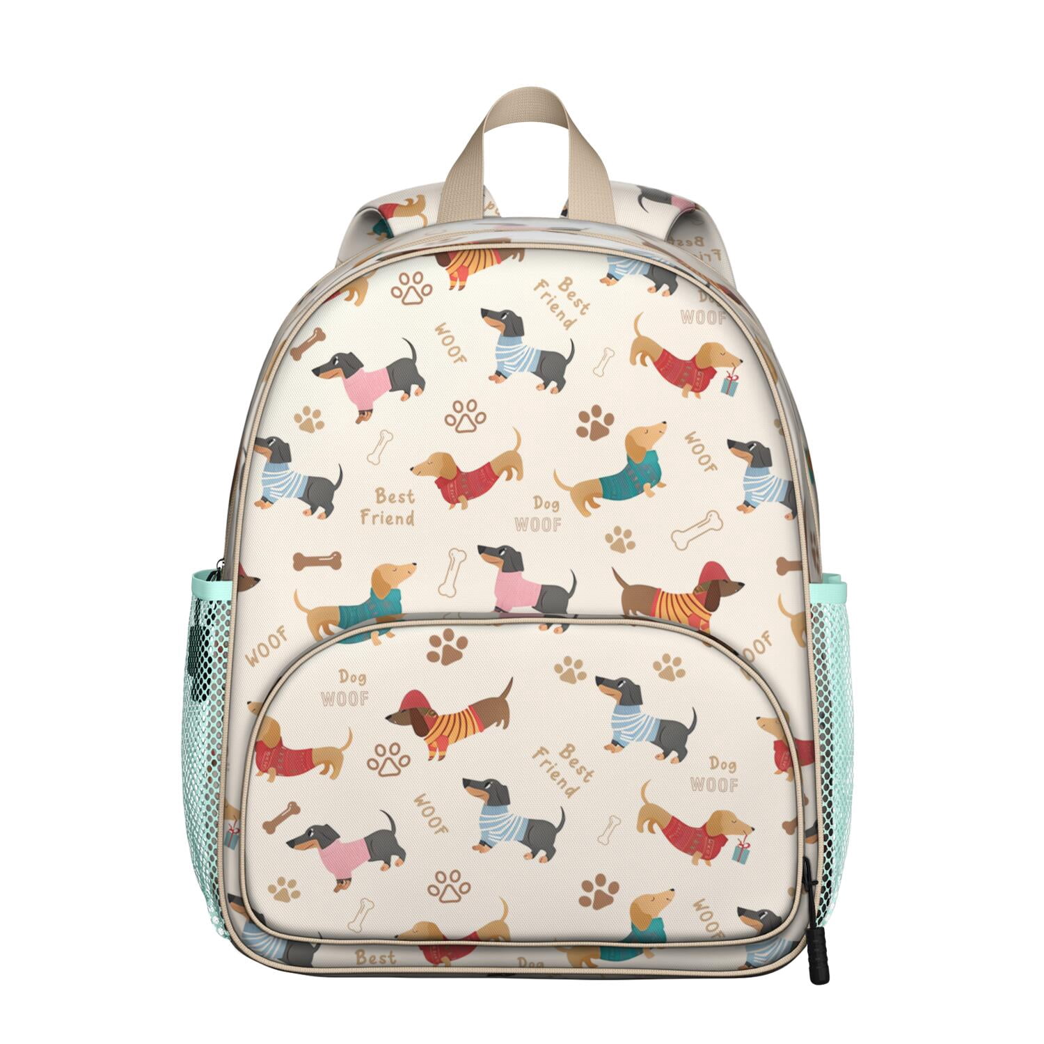 Cartoon Puppy Pattern Student Backpack – Playful Dog Paw Print with ...