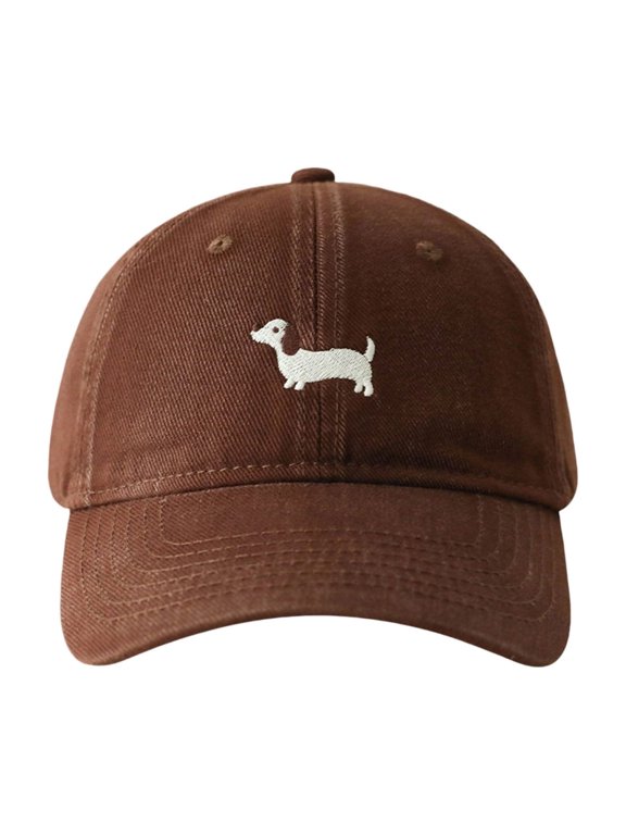 Cartoon Puppy Stitched Cotton Hat Lightweight Adjustable Closure Unisex Fashion Headwear 6 Colors