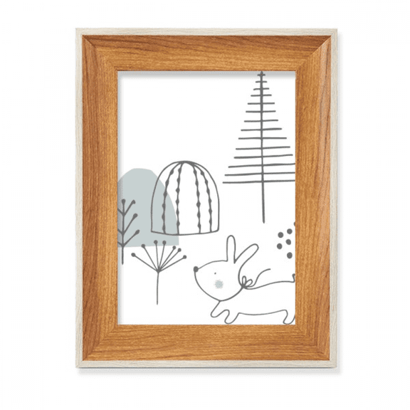Cartoon Puppy Tree Hill Line Pattern Desktop Wooden Photo Frame Display Picture Art Painting Multiple Sets