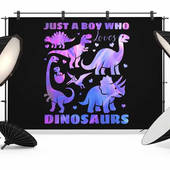 Cartoon Purple Dinosaurs Photography Backdrop 7x5FT, Just A Boy Who Loves Dinosaurs Photo Backdrops, Background for Photography Studio Photo Studio Background, Back Drop for Photoshoot