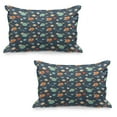 thumbnail image 1 of Cartoon Quilted Pillowcover Set of 2, Style Astrological Concepts Earth Mars Saturn Neptune Astronaut and Craft, Standard Queen Size Pillow Cover for Bedroom, 36" x 20", Multicolor, by Ambesonne, 1 of 1