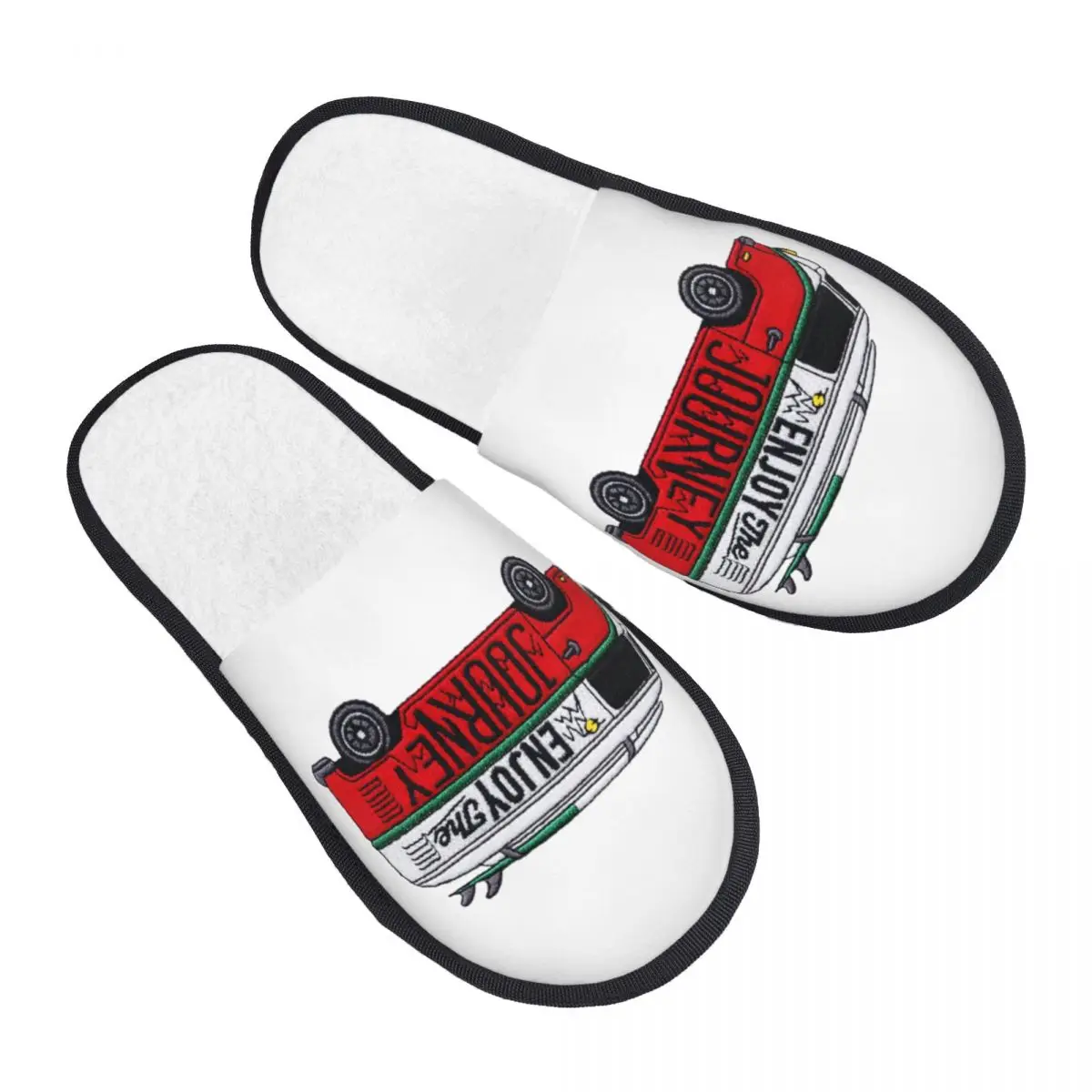 Cartoon RV Camping Van House Slippers Women Cozy Memory Foam Adventure