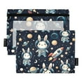 thumbnail image 1 of Cartoon Rabbit Astronaut 2 Pack Pencil Pouch for 3 Ring Binder Smooth Zipper Folders with Pockets Clear Window Pencil Case, 1 of 6