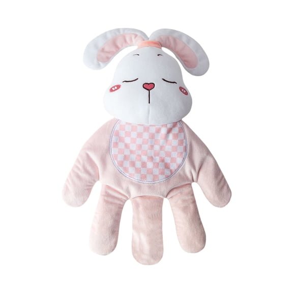 Cartoon Rabbit Automatic Soothing Pat Pillow USB Rechargeable Red Bean Filled Anti Startle Sleep Helper Safe Durable with Remote Control Soft Plush Calming Toy 13.4*9.85 Inch