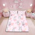 thumbnail image 1 of Cartoon Rabbit Bed Sheets Set for Kids Boys Girls,Queen Pink Love Heart Sheet Set,Farm Animal Sheets,Cute Bunnies Flat Fitted Sheet with 2 Pillowcases for Bedroom, 1 of 6