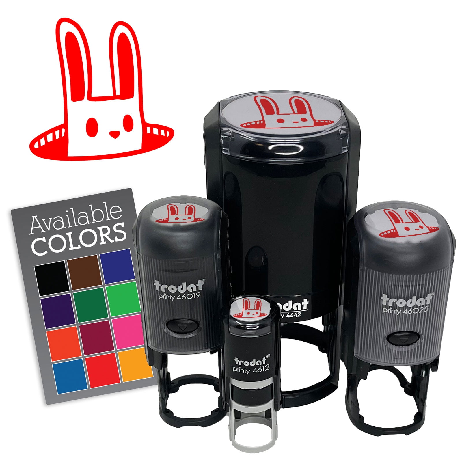 Cartoon Rabbit Bunny Poking Head Out of Hole Self-Inking Rubber Stamp ...