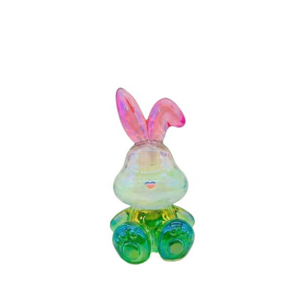 Cartoon Rabbit Figurine, Iridescent Green Crystal, 1 Pack,Suitable for Home Desk Decor