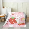 thumbnail image 1 of Cartoon Rabbit Flannel Blanket Sweet Strawberry Milk Fleece Throw Blanket for Room Decor,Lovely Pink Bed Blanket for Bed Sofa Couch,Baby 30"x40", 1 of 1