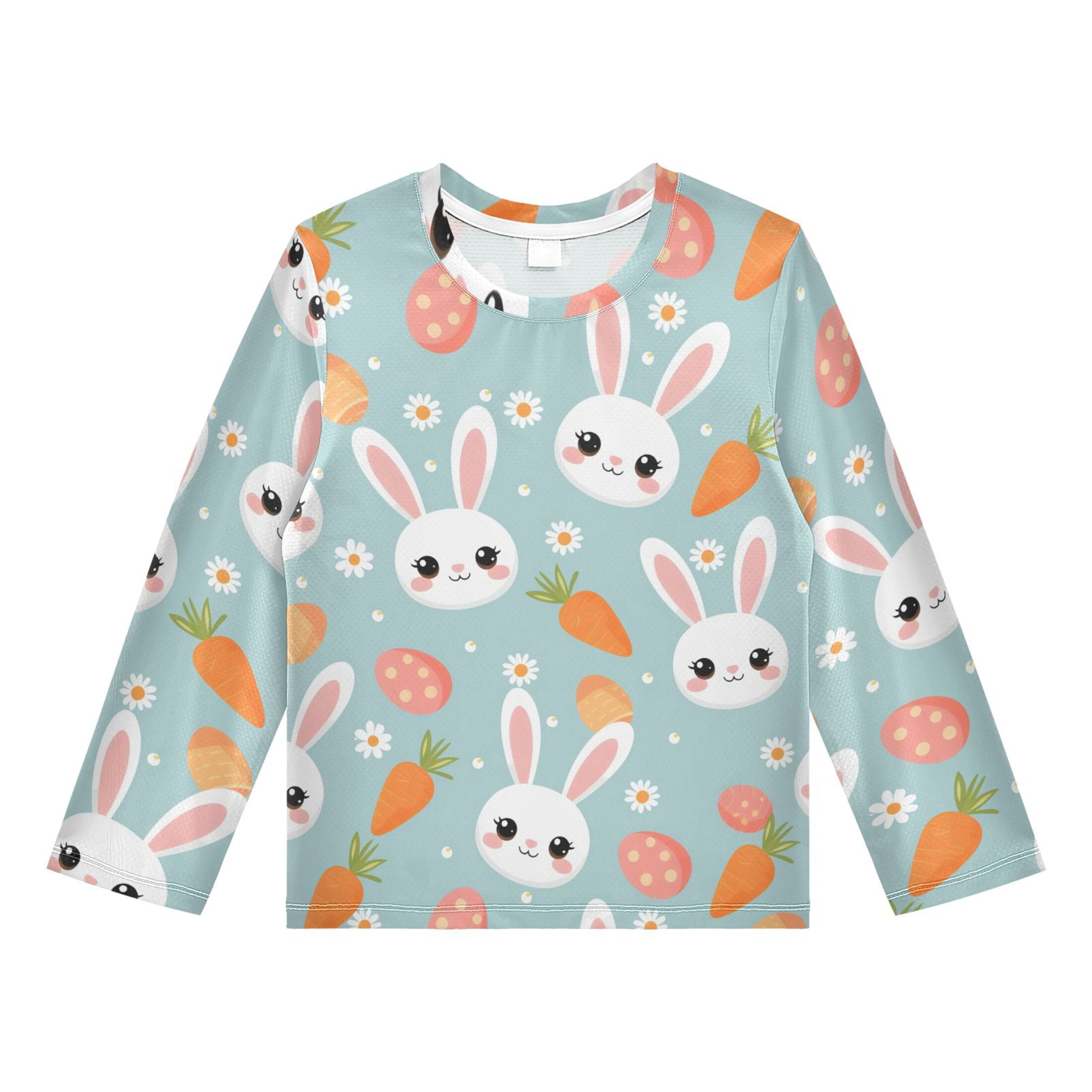 Cartoon Rabbit Pattern Boys' Rash Guard Shirts UPF 50 Plus Sun ...