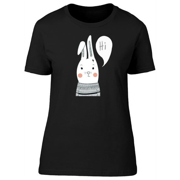 Cartoon Rabbit Saying Hi T-Shirt Women -Image by Shutterstock, Female Medium
