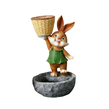 Cartoon Rabbit Statue Flower Pot Sculpture Gift Resin Gift Crafts Decorative Sculpture Container Flowerpot for Lawn Home Patio Porch Desktop , Green