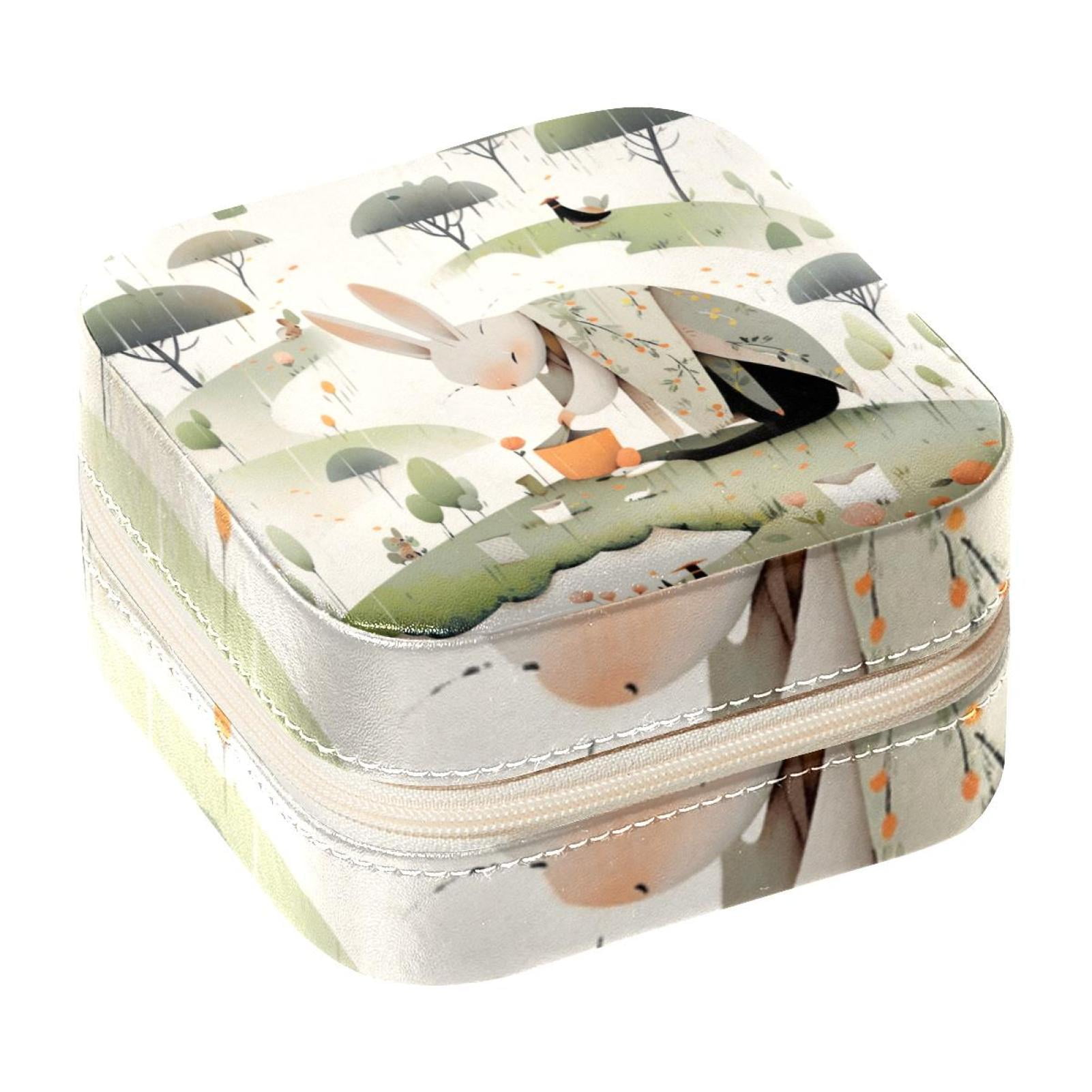 Cartoon Rabbit Travel Portable Square Jewelry Boxes Display Case ...