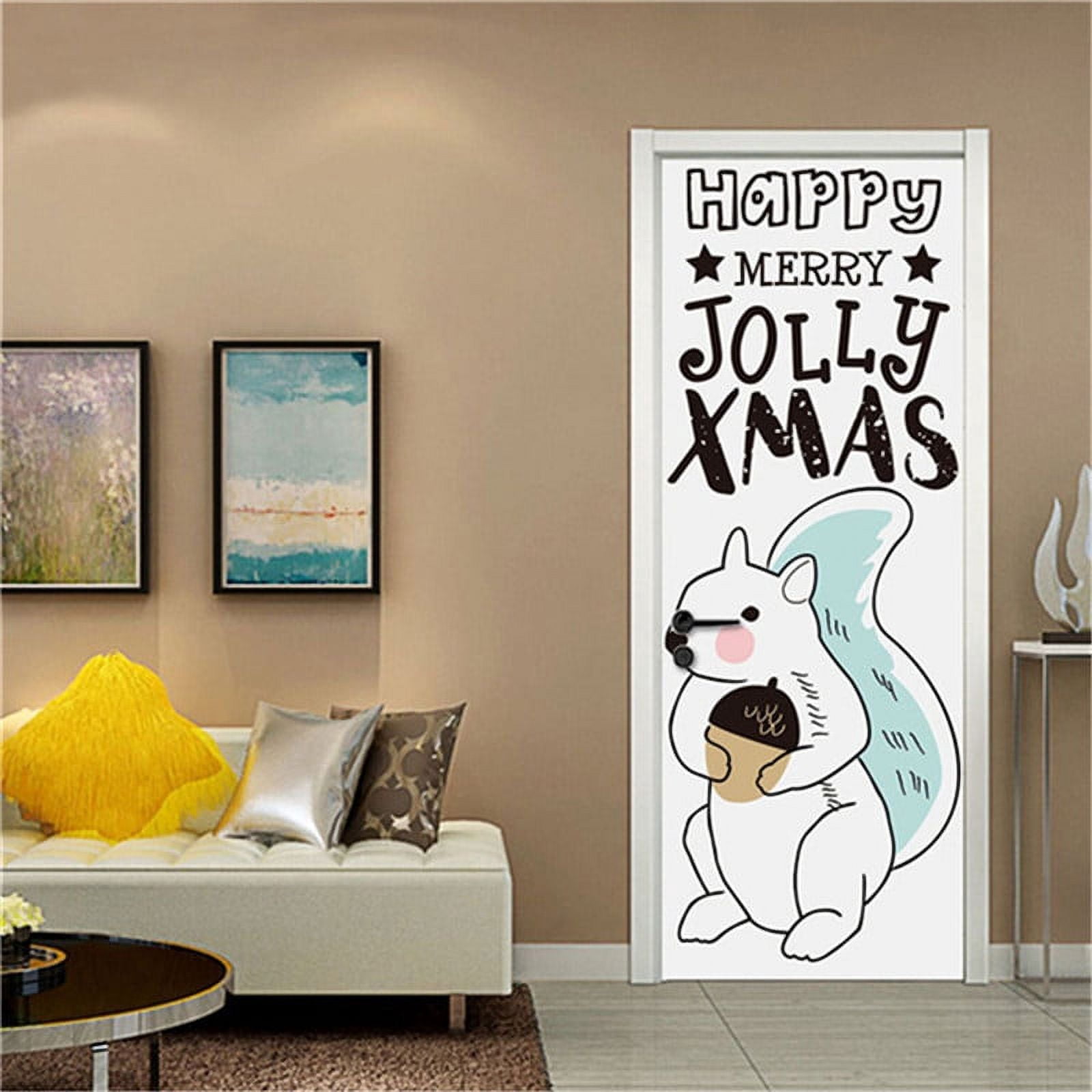Cartoon Rabbit and Balloon PVC Door Stickers For Kids Room Decoration ...