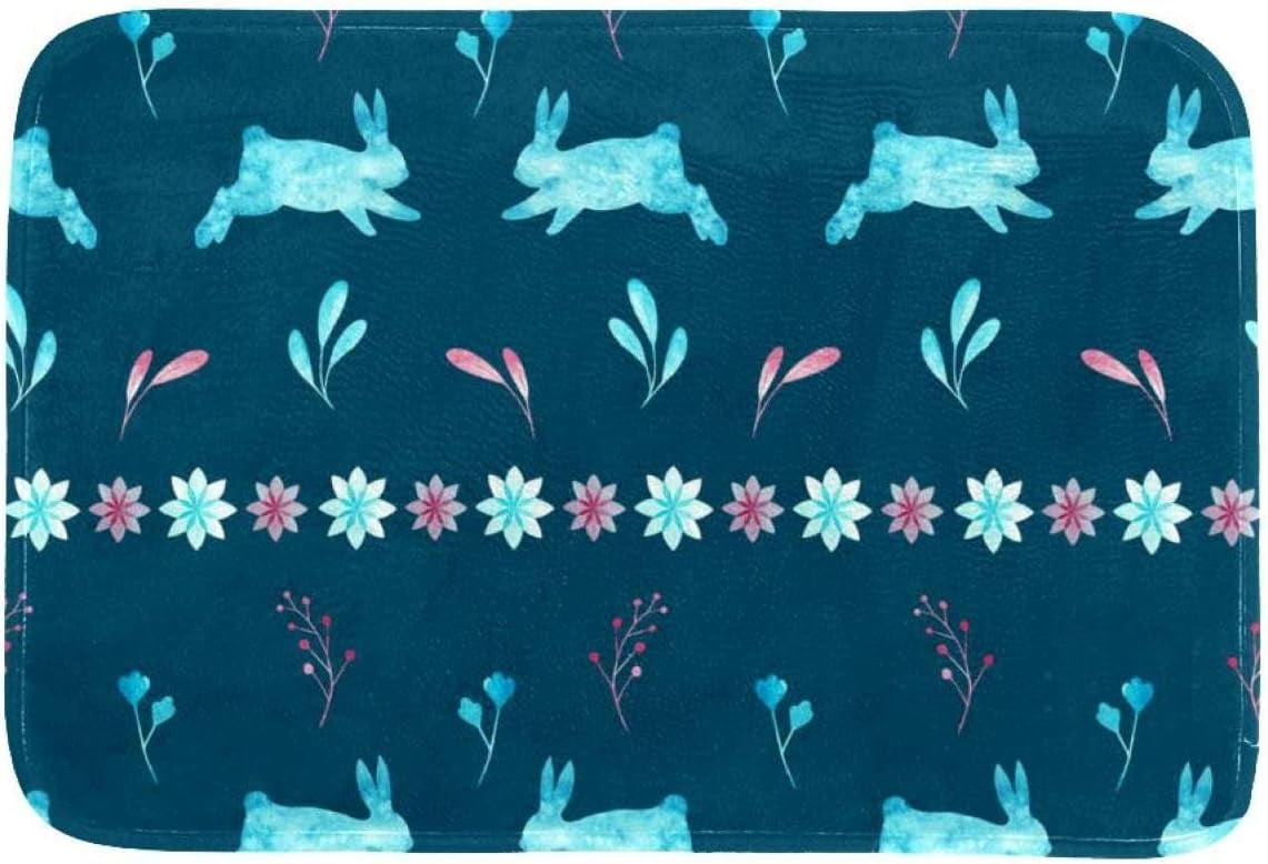Cartoon Rabbits All Season Doormat Stain and Fade Resistant Low Profile