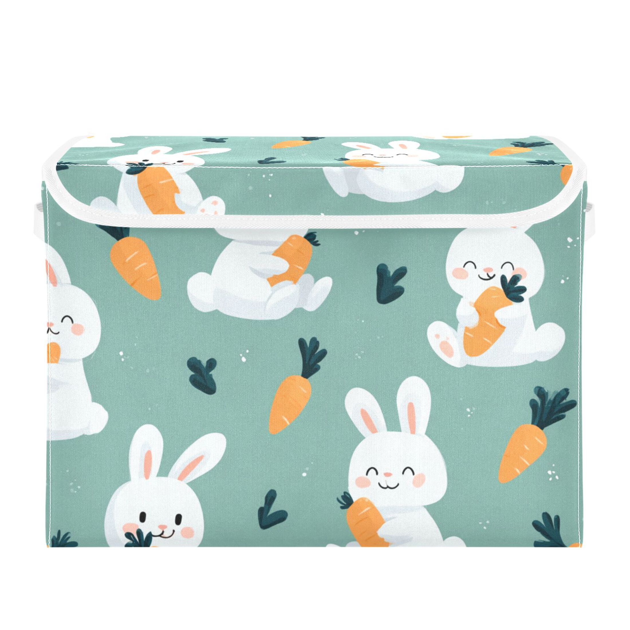 Cartoon Rabbits Eating Carrot Cute Foldable Storage Bins with Lids ...