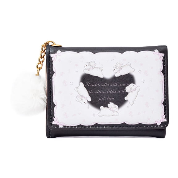 Cartoon Rabbits Wallet Korean Styles Short Purse Card Case PU Leather Coin Purse Trifold Wallet with Card Holder